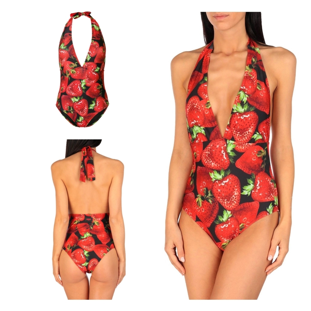 HP❤️💚 Moschino Strawberry Print Swimsuit One Piece XS